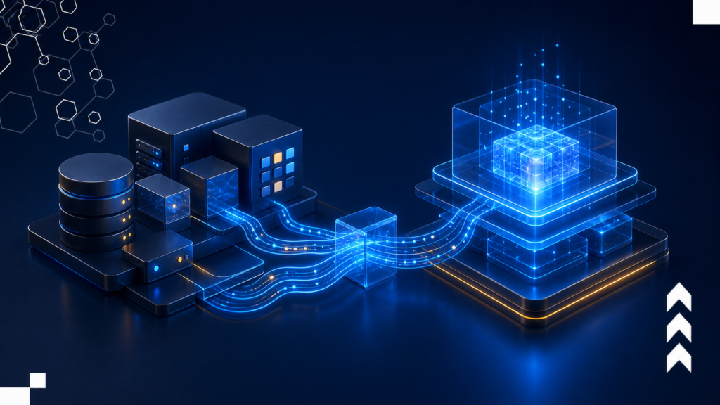 Sistema existente conectado a uma nova camada de inteligência artificial